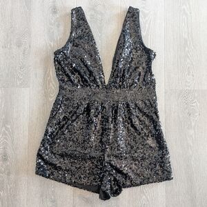 Windsor Black Sequin Romper - Size L